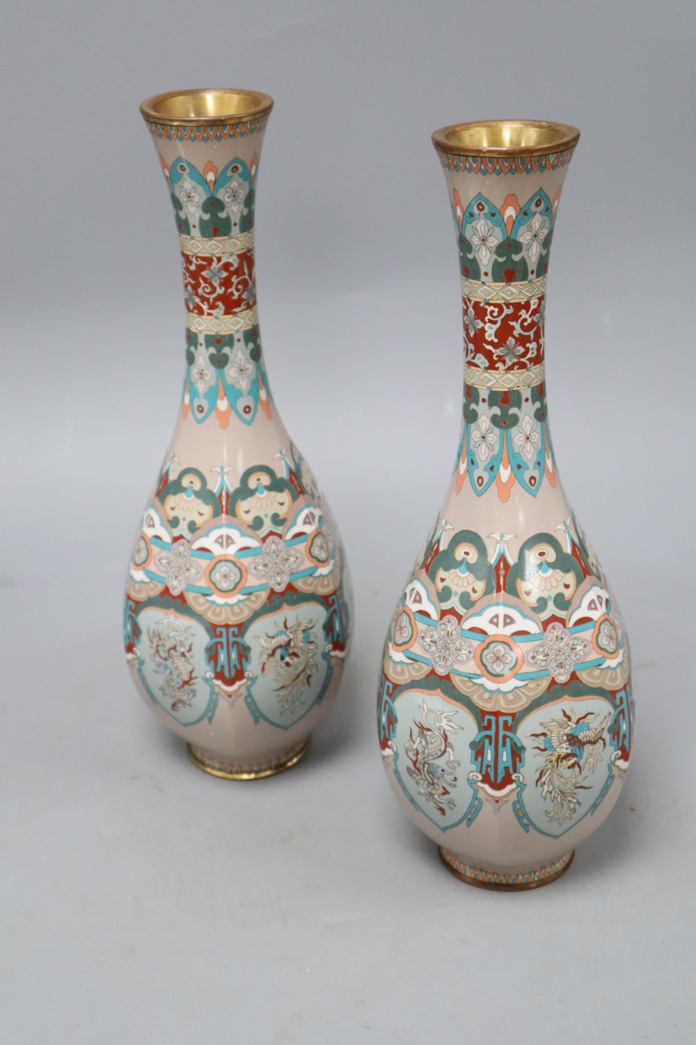 A pair of Japanese cloisonne vases, height 30.5cm